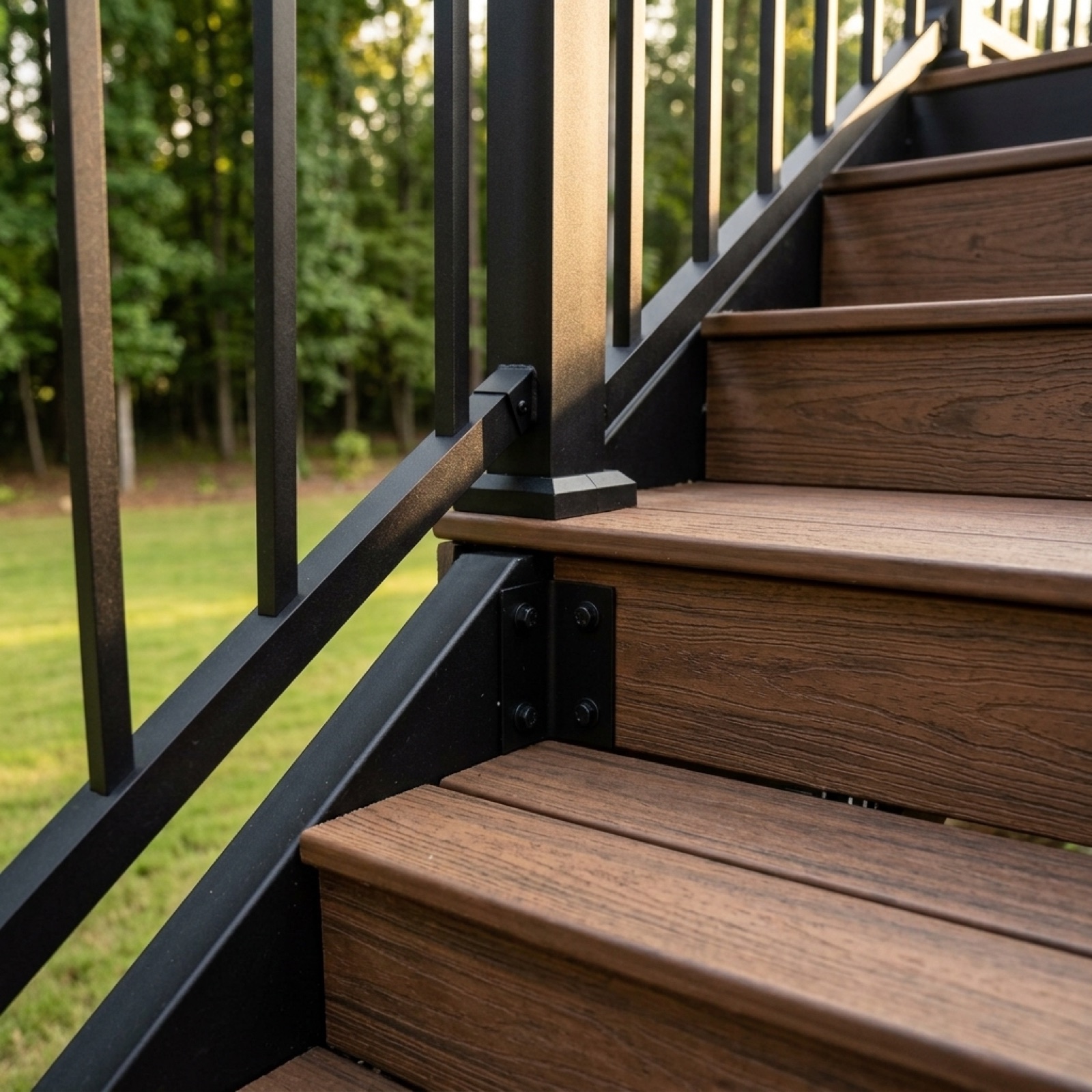 Deck stair joinery detail near Alpharetta Georgia